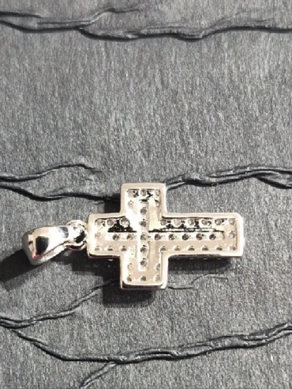 Sterling Silver Moissanite Cross Pendant in Silver - Picture 2 of 3